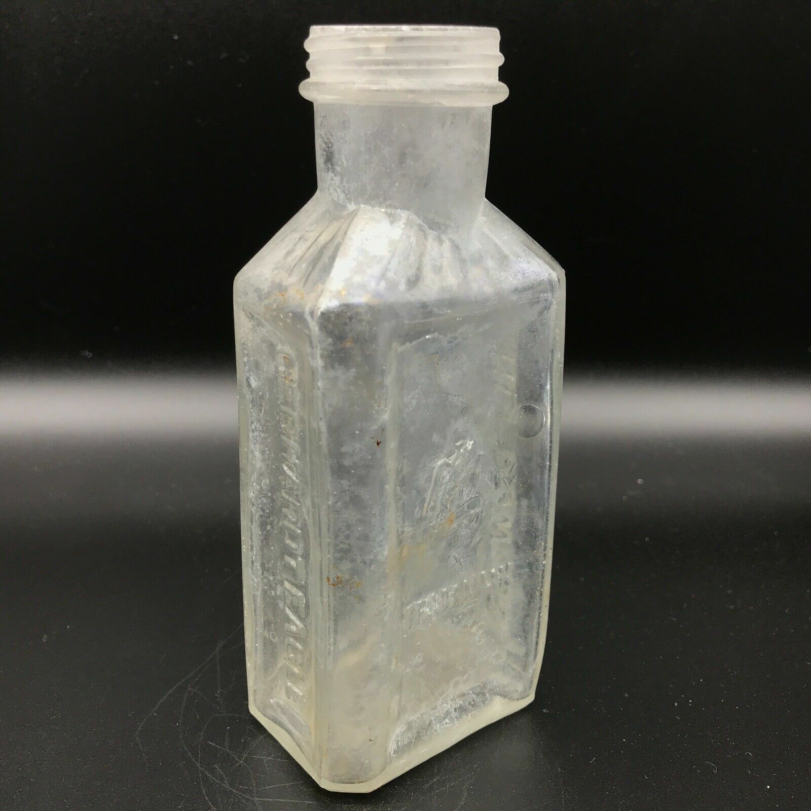 VINTAGE GEBHARDT EAGLE CHILI POWDER Large Embossed Clear ABM Screw Top