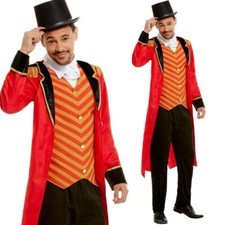 Mens Ringmaster Costume Greatest Showman Fancy Dress Circus Lion Tamer Fancy Dre