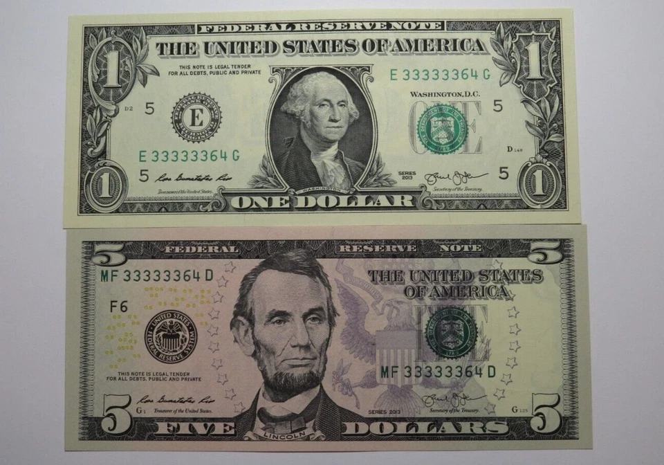 4 $1-$5-$5-$20 Matching Consecutive Serial Numbers Federal Reserve Bank Notes - Image 3 of 4