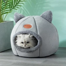 Cozy Cat and Dog House with Bed Mat - Indoor Nest for Small Pets, Cave Design