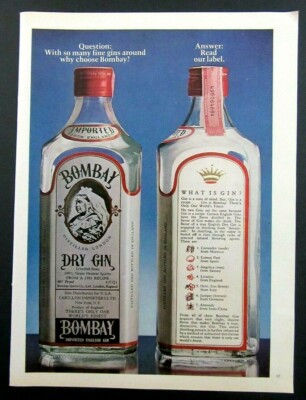 1977 BOMBAY DRY GIN Imported From England Magazine Ad