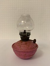 Vintage Pink Kelly Lamp Nursery Childrens Bedroom Oil Light Clear Glass Shade