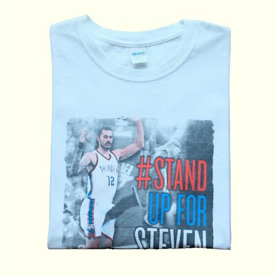 VTG NBA THUNDER OKC GILDAN STEVEN ADAMS Y2K BASKETBALL WHITE T SHIRT MEN SZ  XL