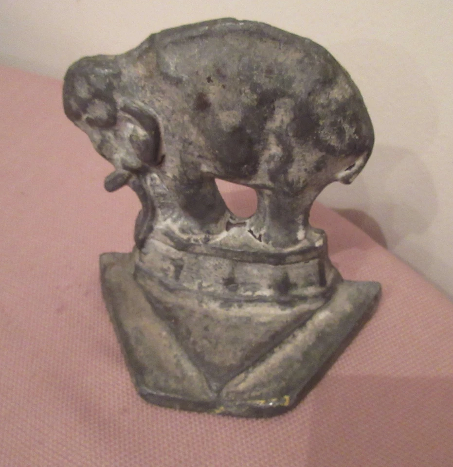 heavy rare antique 1800's solid lead figural circus elephant doorstop iron stop - Image 4 of 4