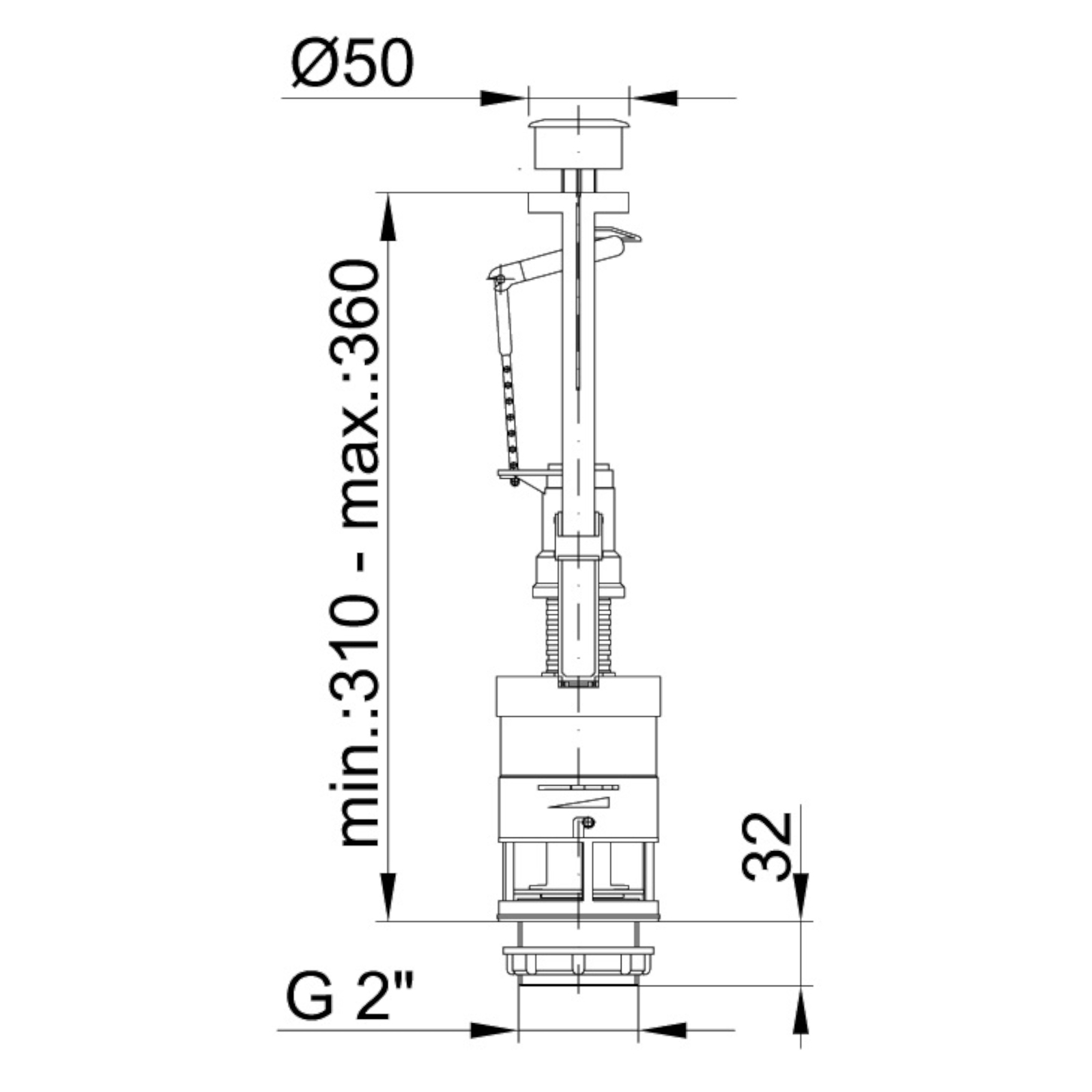 Doppelspülung WC-Druckknopf Für Modell 49 - Schwarz, ABS-Kunststoff, 38-42mm Lochdurchmesser