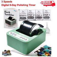 Rock Tumbler Mint Kit, 3 Speeds, Digital 9-Day Polishing Timer, Dual Injection