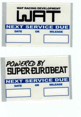 Wat Racing Sticker 4x WAT Racing Development / Super Eurobeat Oil Change Sticker Remider ...