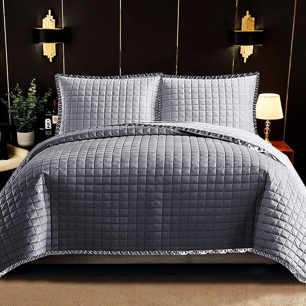 Luxury Quilted Embossed Bedspread Single Double King Size Bedding Set