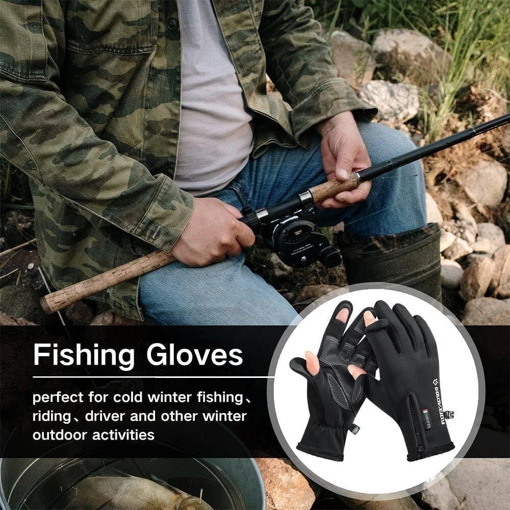 Fishing Gloves Unisex 2 Cut Half Finger Flexible Anti-Slip Waterproof LG NEW B19