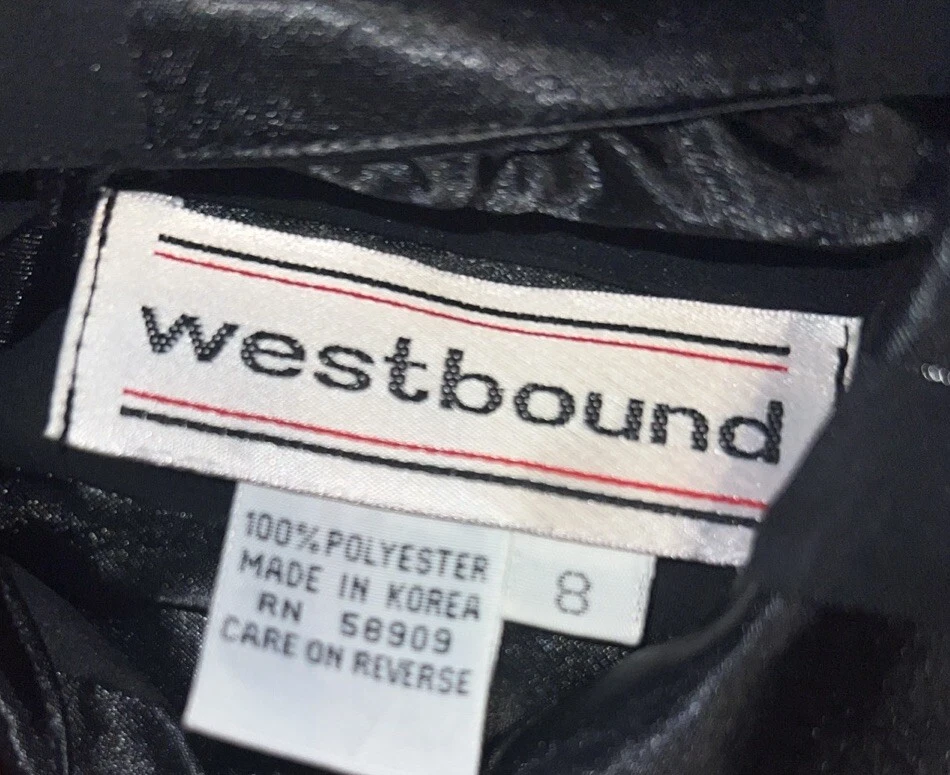 Vintage Westbound Black Stripe Shiney Button Shirt Shoulder Pads Sz 8 Womens - Image 4 of 4