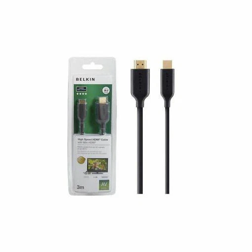 Belkin 3m High Speed 1080p gold plated Mini HDMI to Full HDMI camera Cable
