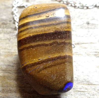 AUSTRALISCHER BOULDER OPAL Anhänger Silber 925 Halskette oder schwarze Kordel VIDEO