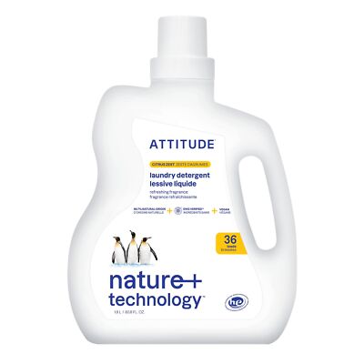 EWG Verified Liquid Laundry Detergent 36 Loads Vegan HE Compatible Citrus Zest