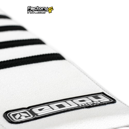 2000 - 2001 HONDA CR 125-250 SEAT COVER by Enjoy MFG ALL WHITE w/ BLACK RIBS #59 - Picture 3 of 5