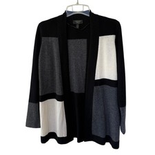 Charter Club Luxury 100 cashmere open cardigan sweater with a color-block