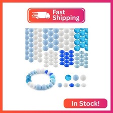 Sunrony 100Pcs Silicone Beads Bulk 12mm 15mm, Lentil Blue Print Silicone Beads f