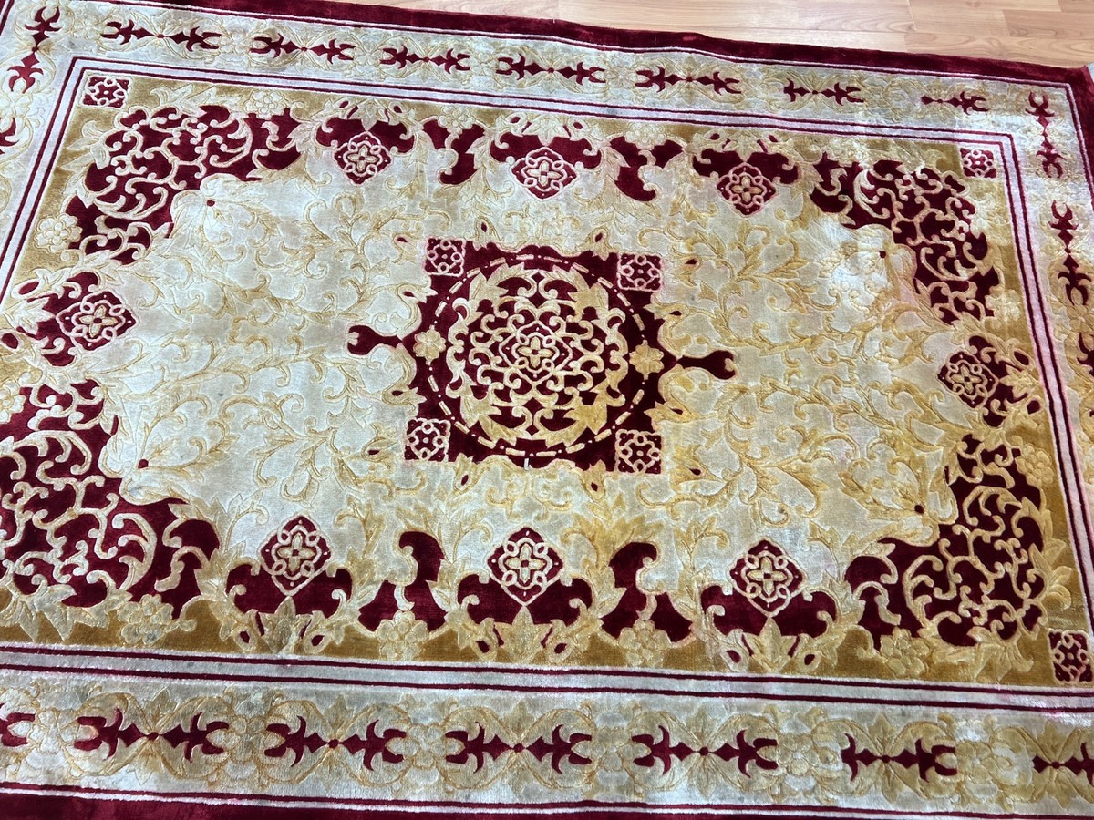 アート・デザイン・音楽 Oriental Carpet Design 4' x 6' Chinese Art Deco Oriental Rug - Hand Made - 100% Silk | eBay