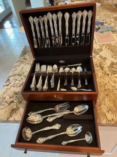 Alencon Lace by Gorham Sterling Silver Flatware Set for 12 Service 77 pieces