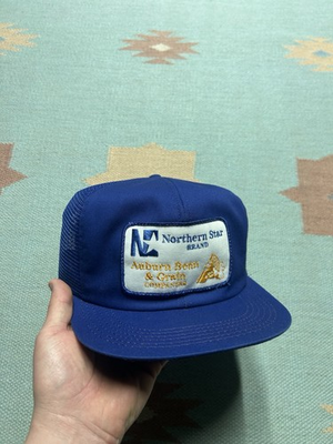 #ad Vintage k products brand trucker hat mesh northern star patch auburn bean USA $35.00