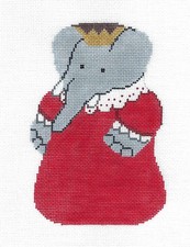 Celeste the Elephant handpainted Needlepoint Canvas Ornament by Silver Needle