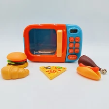 Just Like Home Toy Microwave With Play Food Vintage Toys-R-us WORKS