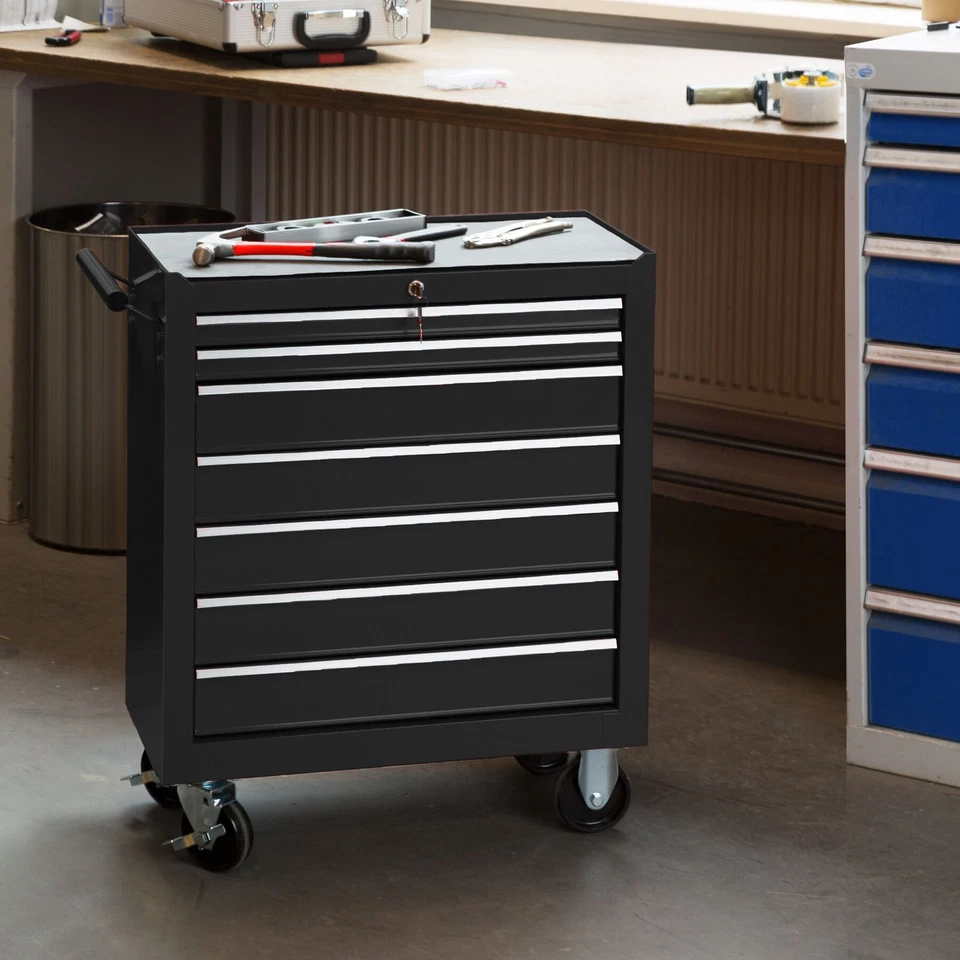 Werkstattwagen leer XXL 7 Schubladen Werkzeugwagen Kiste Rollwagen Ablagefläche - Bild 2 von 4