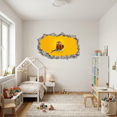 Hoppers Biber 3D Wandbild Aufkleber Sticker Kinderzimmer Kinderzimmer Wandtattoo Sticker