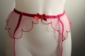 Agent Provocateur ~LORNA ~ hot pink sheer mesh suspender belt  BNWT AP4 UK 12