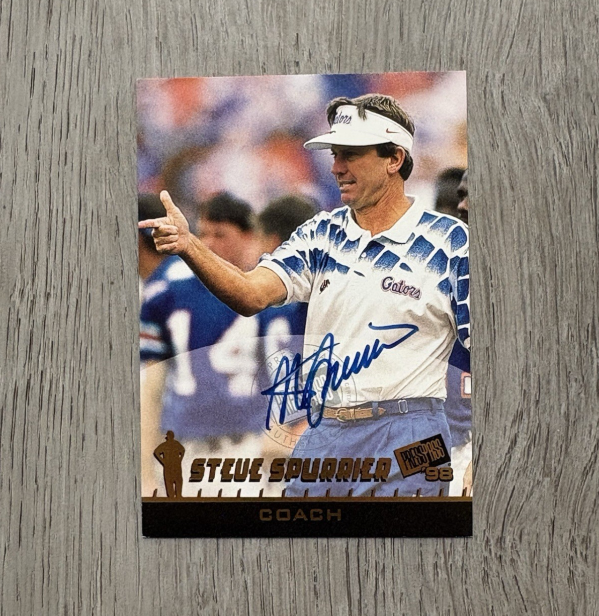 Steve Spurrier Autographed Signed Florida Gators 1998 Press Pass Football Authentic | | Florida 