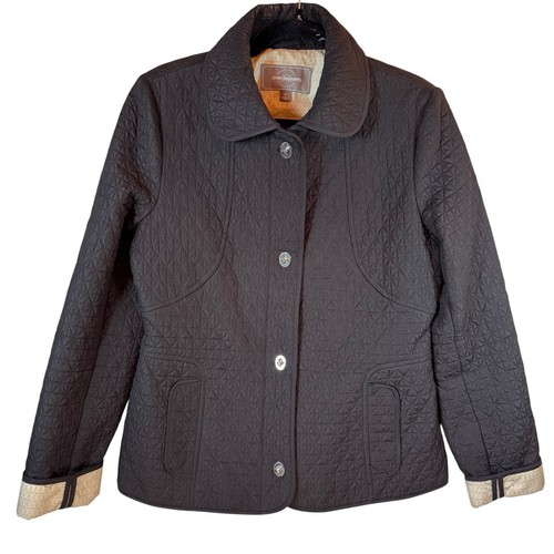 Johnston & Murphy, Johnston & Murphy Jacket Women Medium Black Quilted Lined Soft Shell Toggle