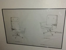 VTG Stow Davis Original MCM Executive Swivel ArmChair Design Furniture Drawing