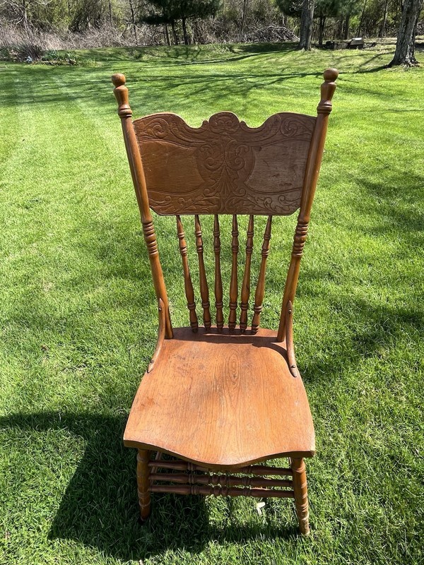 Vintage Solid Wood Press Back Chair
