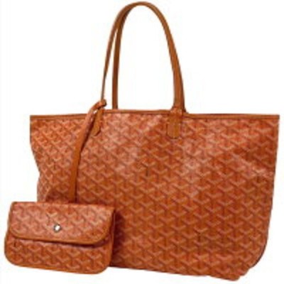 GOYARD Saint Louis PM Tote Bag Schultertasche Coated Canvas Leder Orange Gebr...