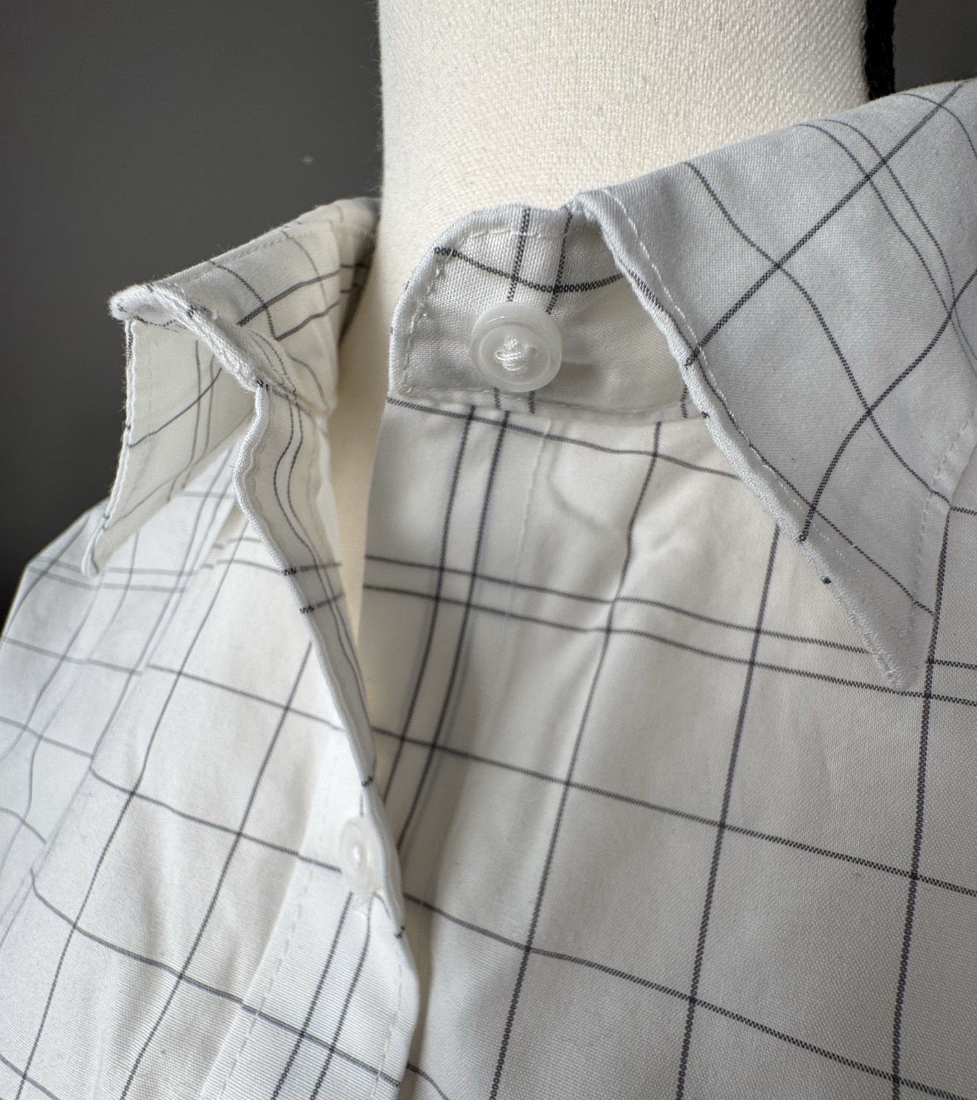 Women’s Tall Button Down Shirt ~ Lands End ~ White/Gray ~ Size 14 ~ NWOT!