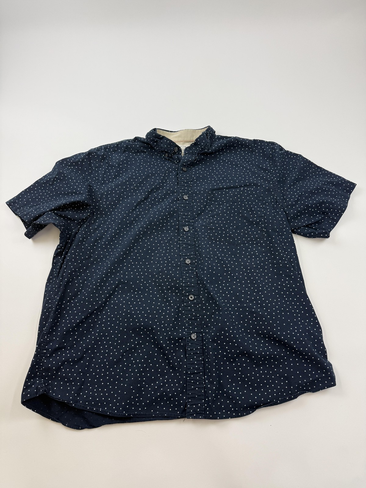 Dubinik Customized Version Shirt Mens 2XL Blue Polka Dot Short Sleeve Button Up
