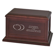 Large/Adult 200 Cubic Inches Twin Heart Wood Funeral Cremation Urn for Ashes