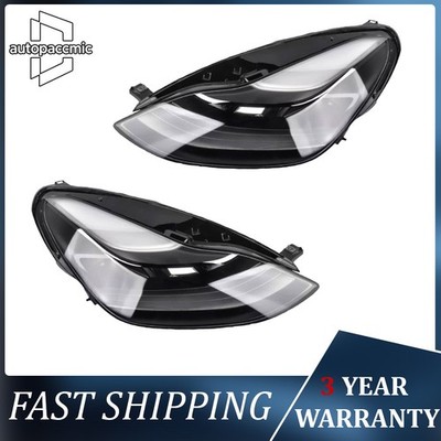 1 Pair For 2021-2023 Tesla Model 3 Y LH RH Front Headlight Assembly with Bracket