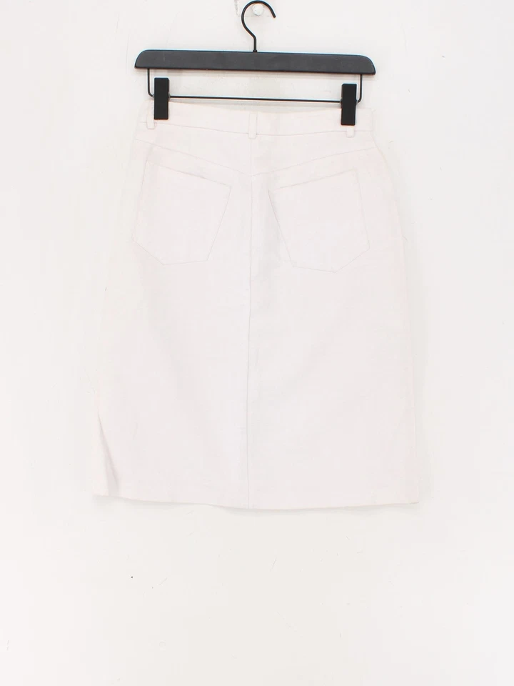 A.P.C. Mujer Falda Midi UK 8 Blanco Algodón con Lino Midi Recta y Lápiz Foto 2 de 4