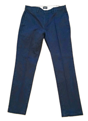Uniqlo Chino Twill Pants 32W Regular Fit Straight Leg Blue Flat Front Pre-Owned