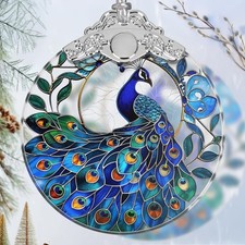 Stained Glass Suncatcher Ornament - Peacock Christmas Decorations - Christmas...