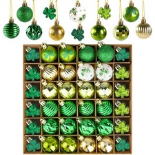 St Patrick's Day Shamrocks Ball Ornament Set, 36Pcs Green Gold