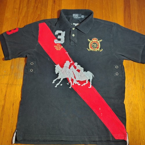 Polo by Ralph Lauren Poloshirt XXL Schwarz R.P.L. Polo Club Reitsport BIG PONEY
