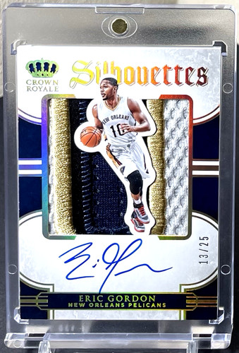 ( /25 ) Eric Gordon 2015-16 Silhouettes Prime GU Patch On Card Auto SSP Pelicans