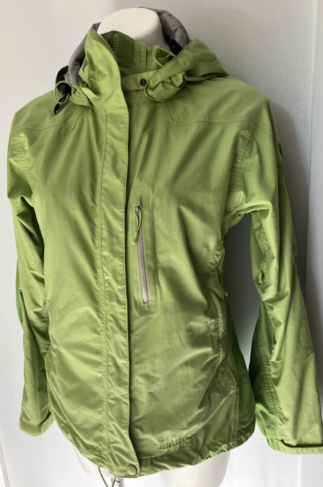 Marmot Waterproof Jacket Women’s Sz M Green Zip Hooded Ski Snow Gorpore