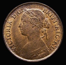 Farthing 1860 Toothed Border, Freeman 499, GEF or better, lustre traces