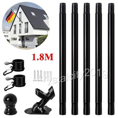 Fahnenstange Fahnenmast für Hauswand Balkongeländer 1,8m(6FT) Fahnenhalter