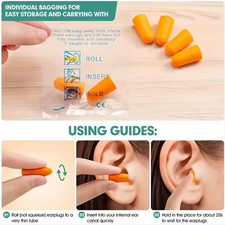Ear Plugs Lot Bulk, Soft Orange Foam Sleep Travel Noise Shooting Earplugs NRR 32