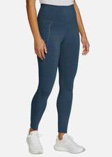 Eddie Bauer Women's Comfort Stretch Trail Legging Tight with Pockets XL, Blue