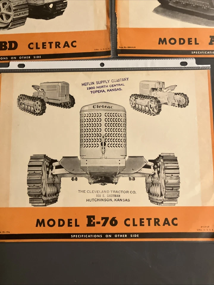 Lote de 5 hojas de especificaciones de venta Cletrac vintage Foto 2 de 4