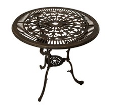 Gartentisch Gartenmöbel Alu Metall Alutisch LUGANO 70cm rund braun, wetterfest